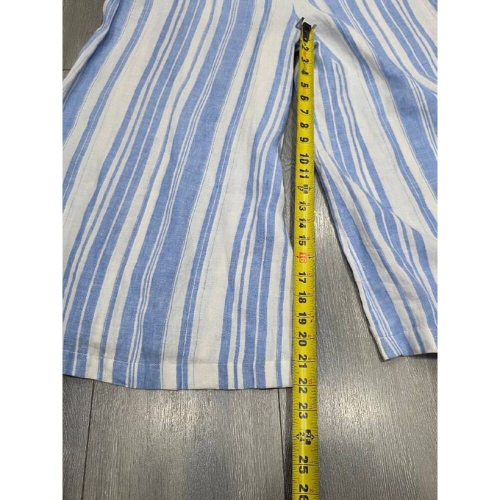 Vitamin A Marina Linen Light Blue White Y2K Striped Wide Leg Jumpsuit M A004532 - Picture 3 of 10